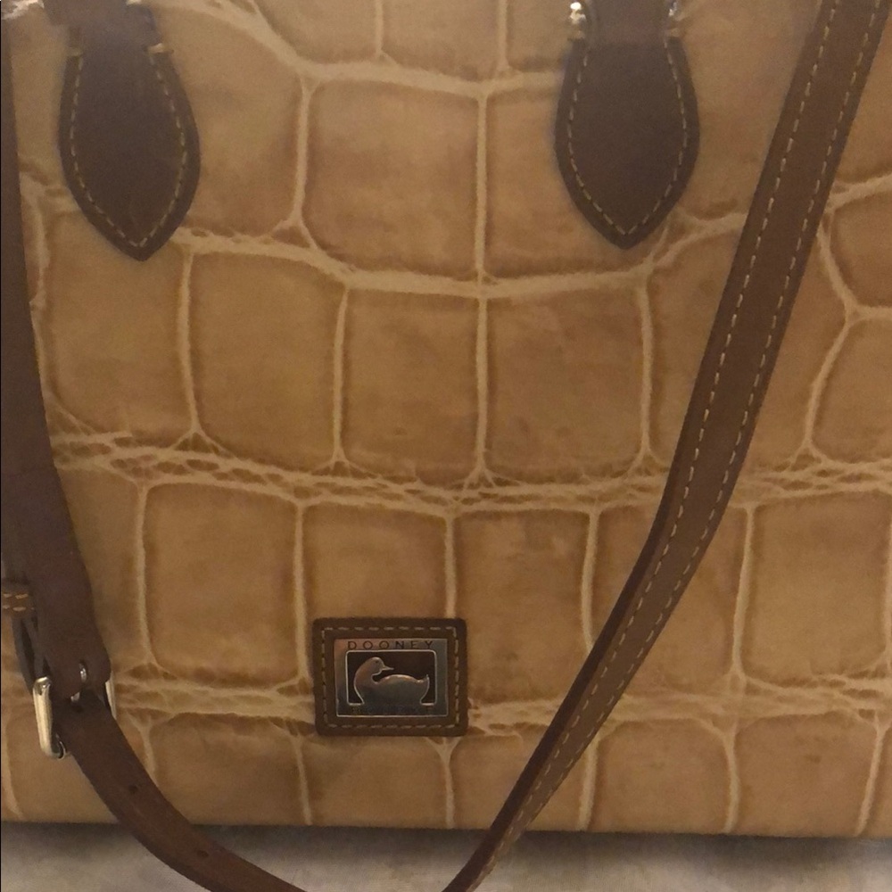 Dooney & Bourke Tan and Brown Croc-Embossed Shoulder Bag